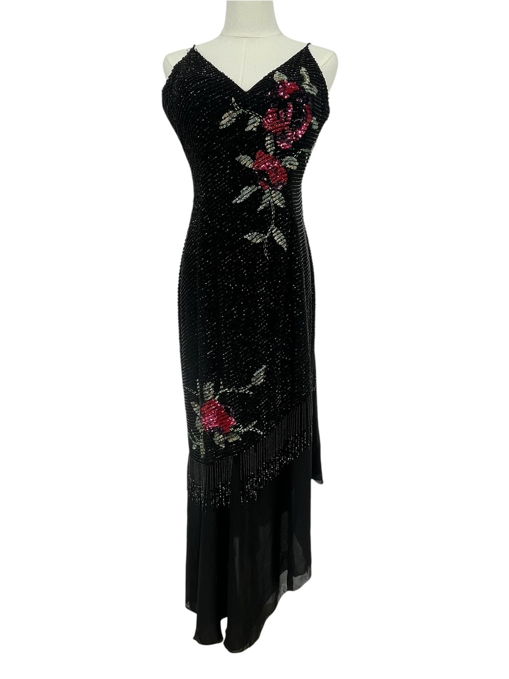 Mac Duggal Cassandra Stone Heavy Beaded Black Gown AS IS Theater Costume Rework